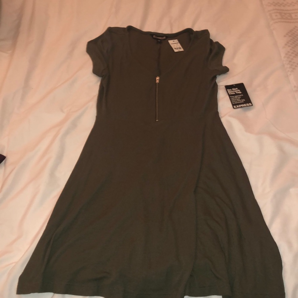 Dark Green Ribbed Express Dress
